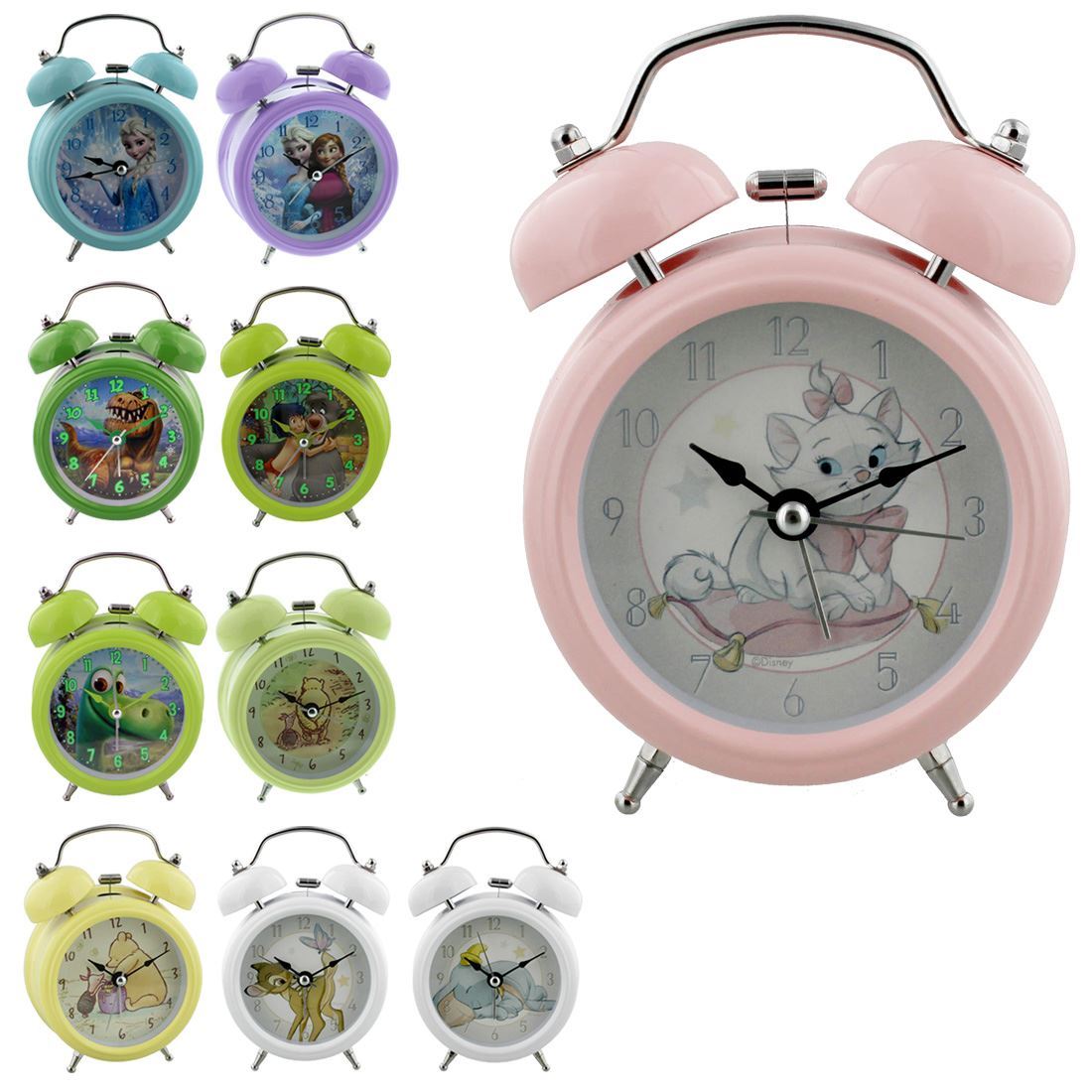 Disney Characters Bell Alarm Clock Bambi Dumbo Pooh & Piglet Marie