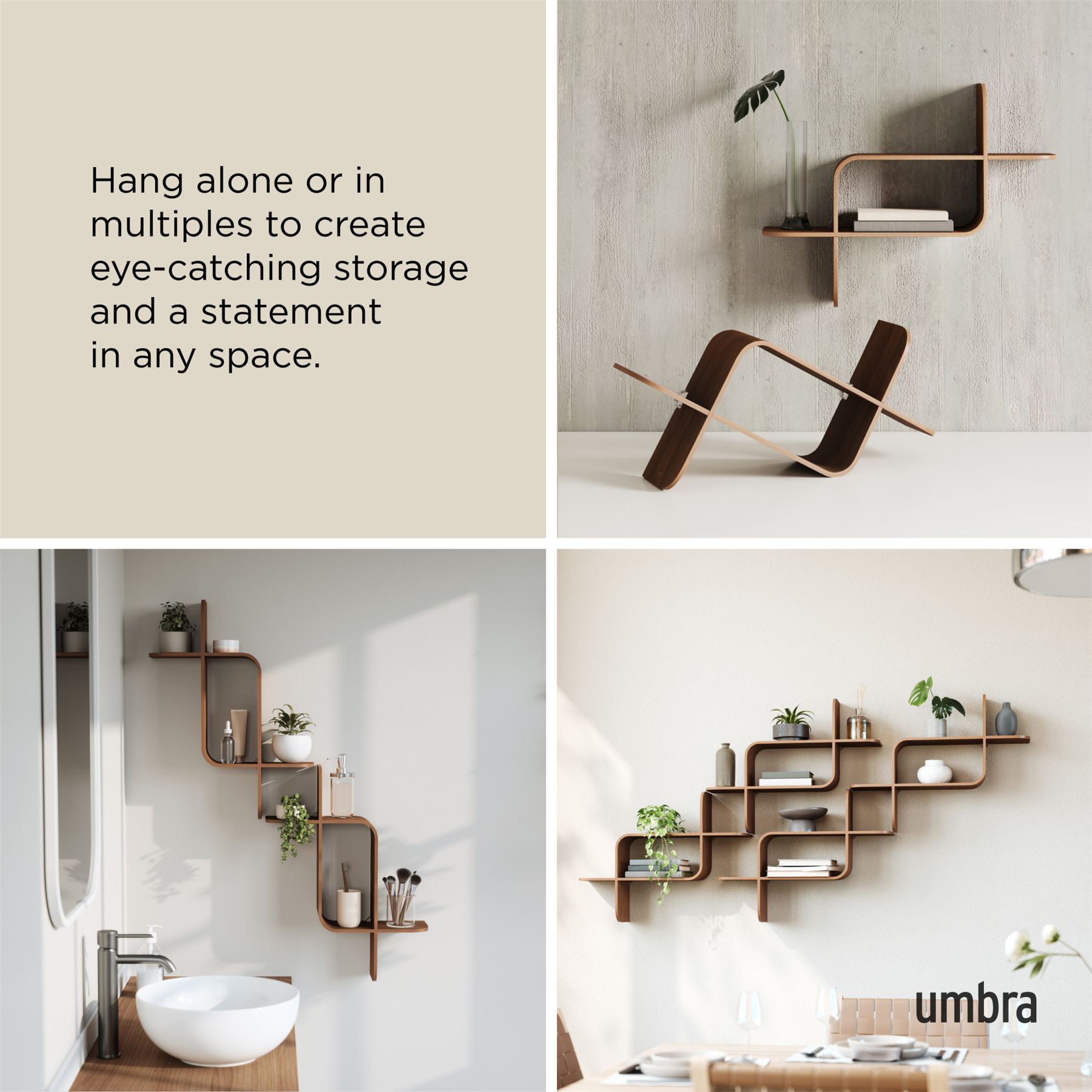 Floating Wall Shelf Umbra Montage Shelf Geometric Wooden Floating Shelf - Picture 15 of 45