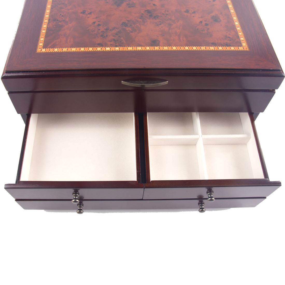 Mele /& Co Ellen or Trudy Wooden Triple Draw Jewellery Box with Large Mirror
