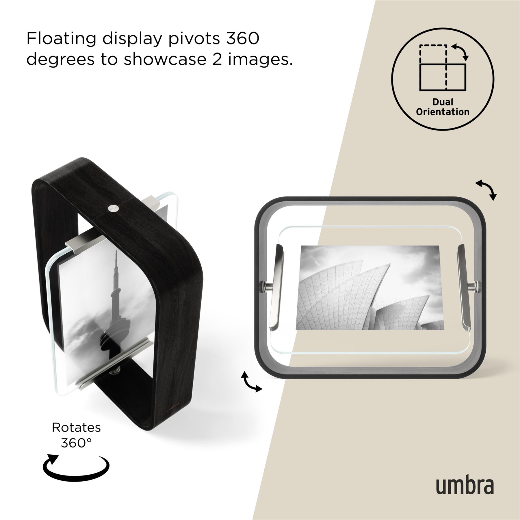 Umbra Bellwood Picture Frame Double Sided Curved Pivoting Picture Frame - Picture 13 of 61