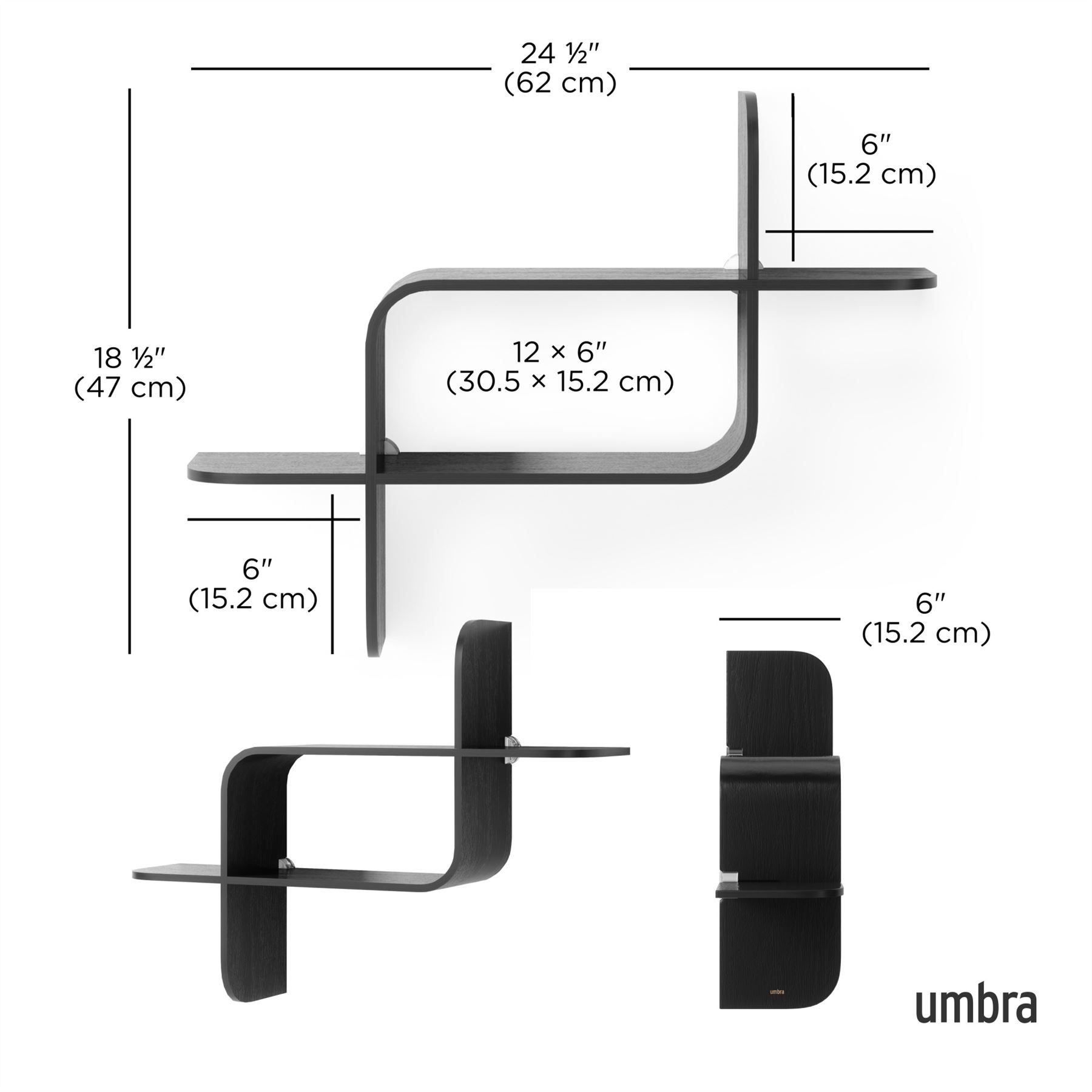 Floating Wall Shelf Umbra Montage Shelf Geometric Wooden Floating Shelf - Picture 12 of 45