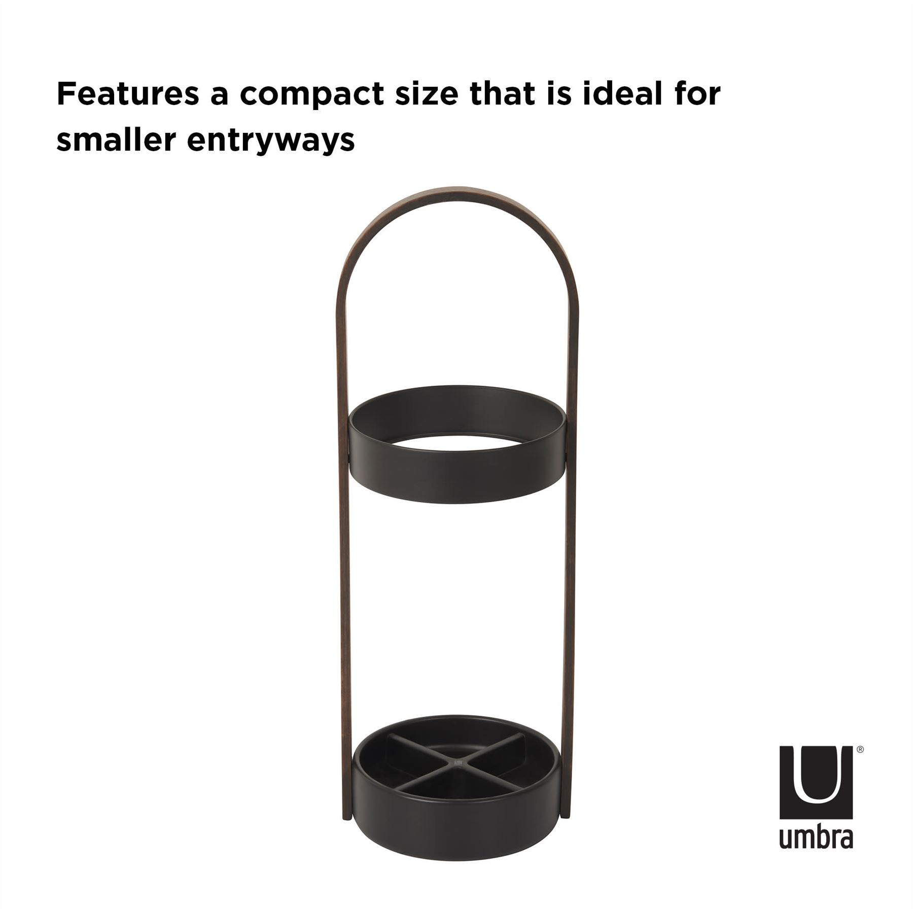 Umbra Bellwood Umbrella Stand 68cm Real Wood Finish Resin Base - Picture 4 of 16