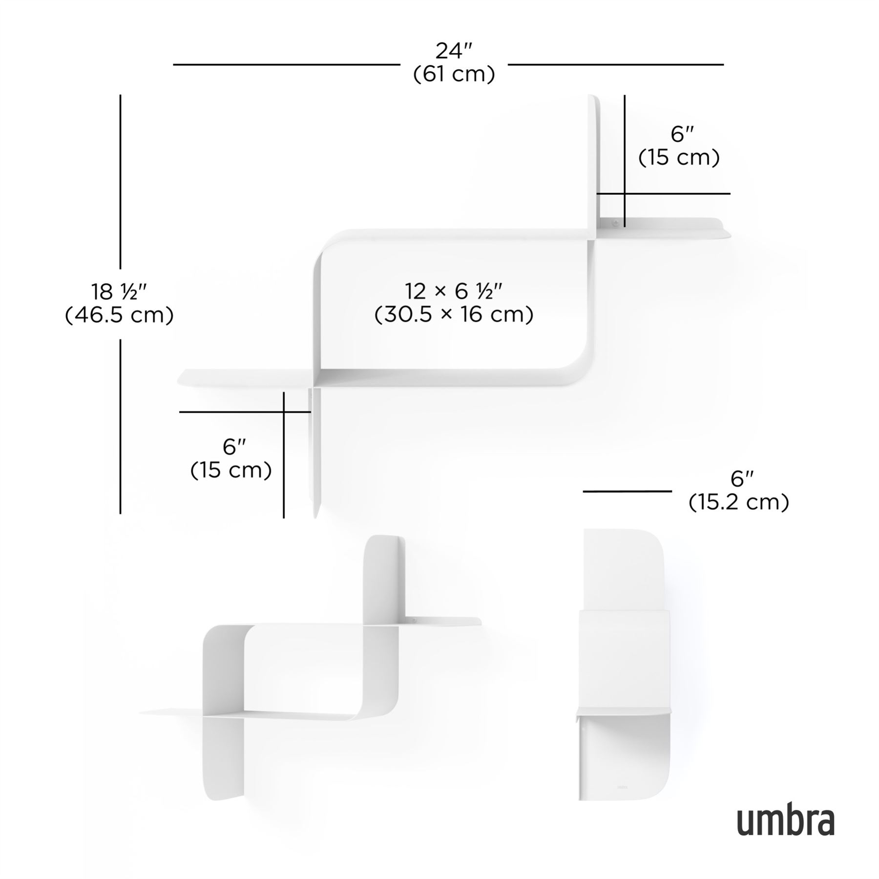Umbra Montage Metal Shelf 2Pk Display Shelves Geometric Metal Shelves - Picture 21 of 21