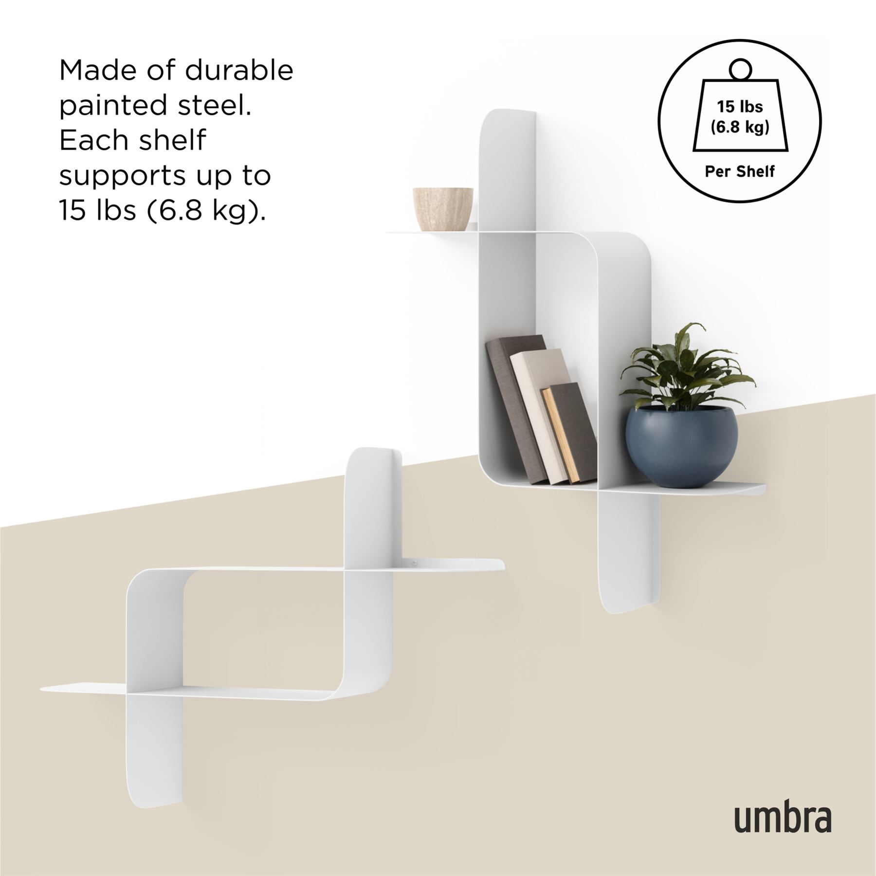 Umbra Montage Metal Shelf 2Pk Display Shelves Geometric Metal Shelves - Picture 16 of 21