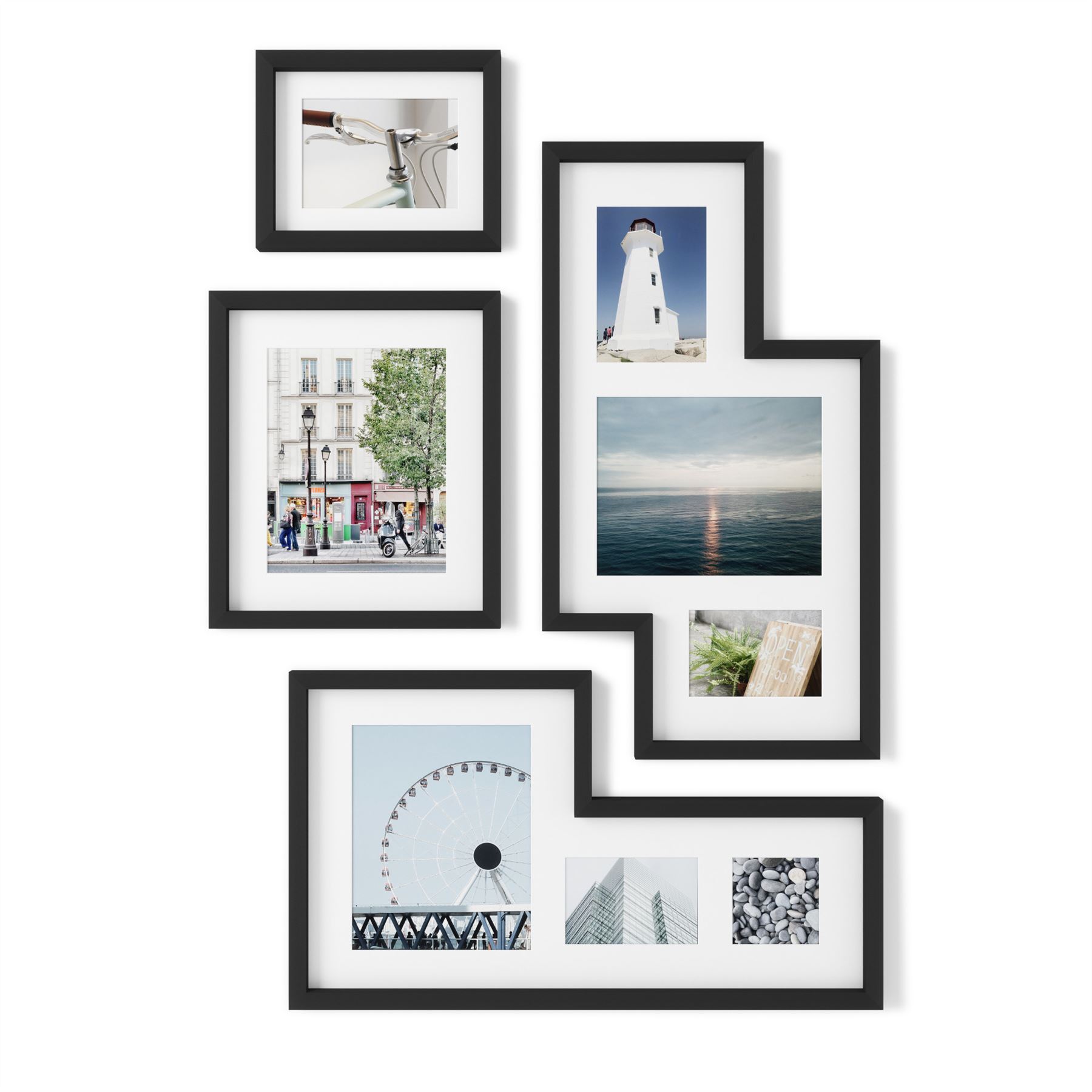 Umbra Mingle Photo Frame Gallery Set of 4 Picture Frame Natural Black Wood - Picture 2 of 12