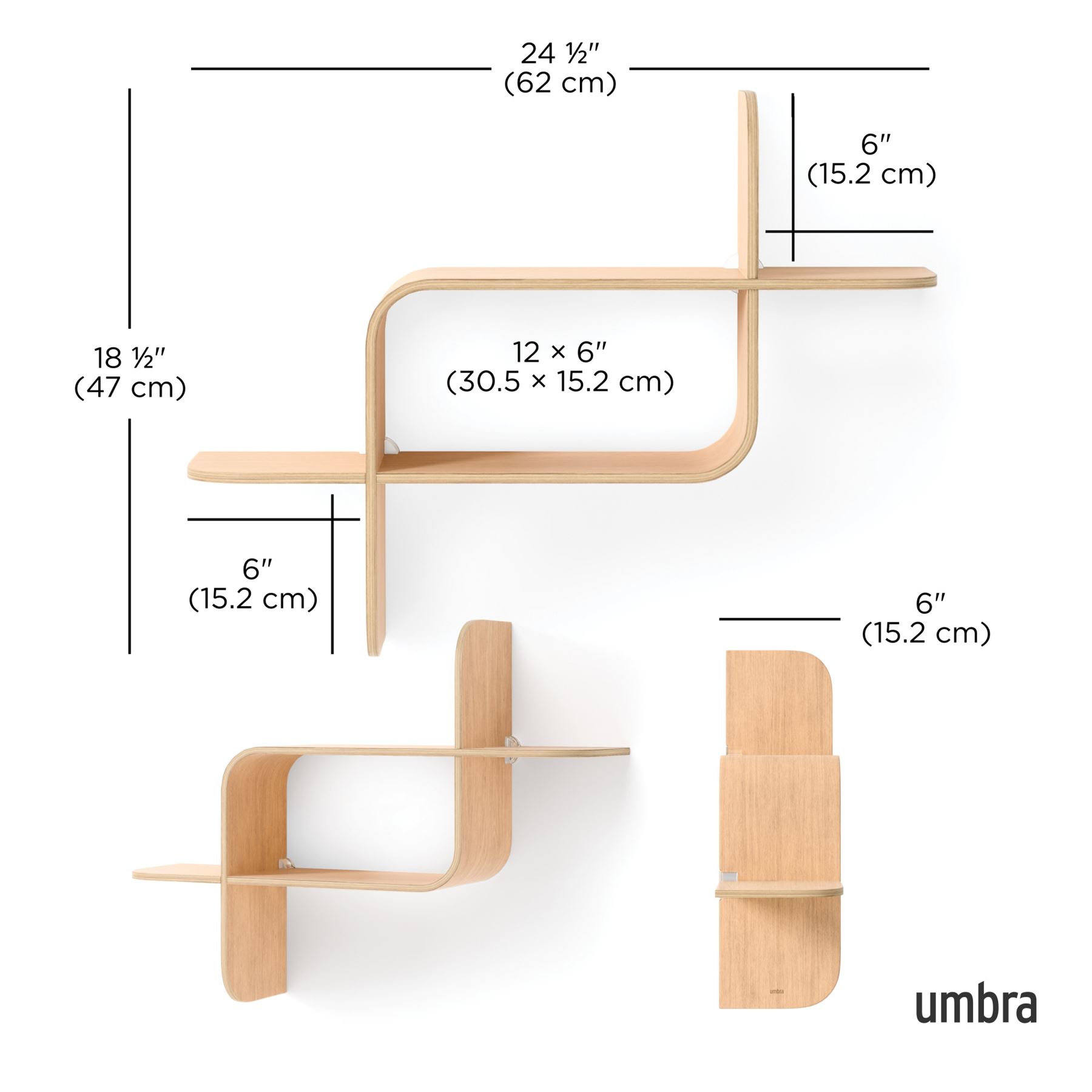 Floating Wall Shelf Umbra Montage Shelf Geometric Wooden Floating Shelf - Picture 31 of 45