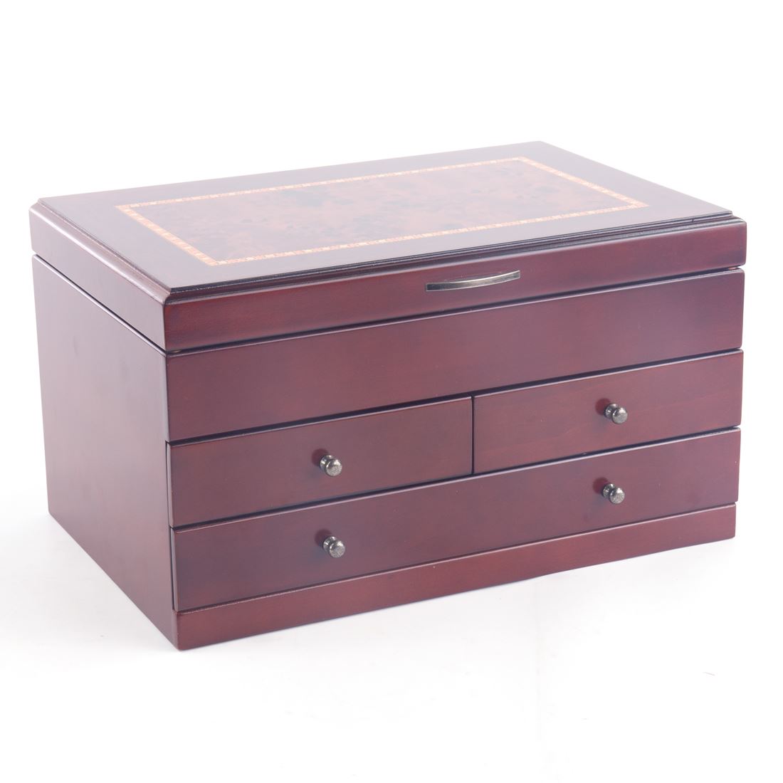 Mele /& Co Ellen or Trudy Wooden Triple Draw Jewellery Box with Large Mirror