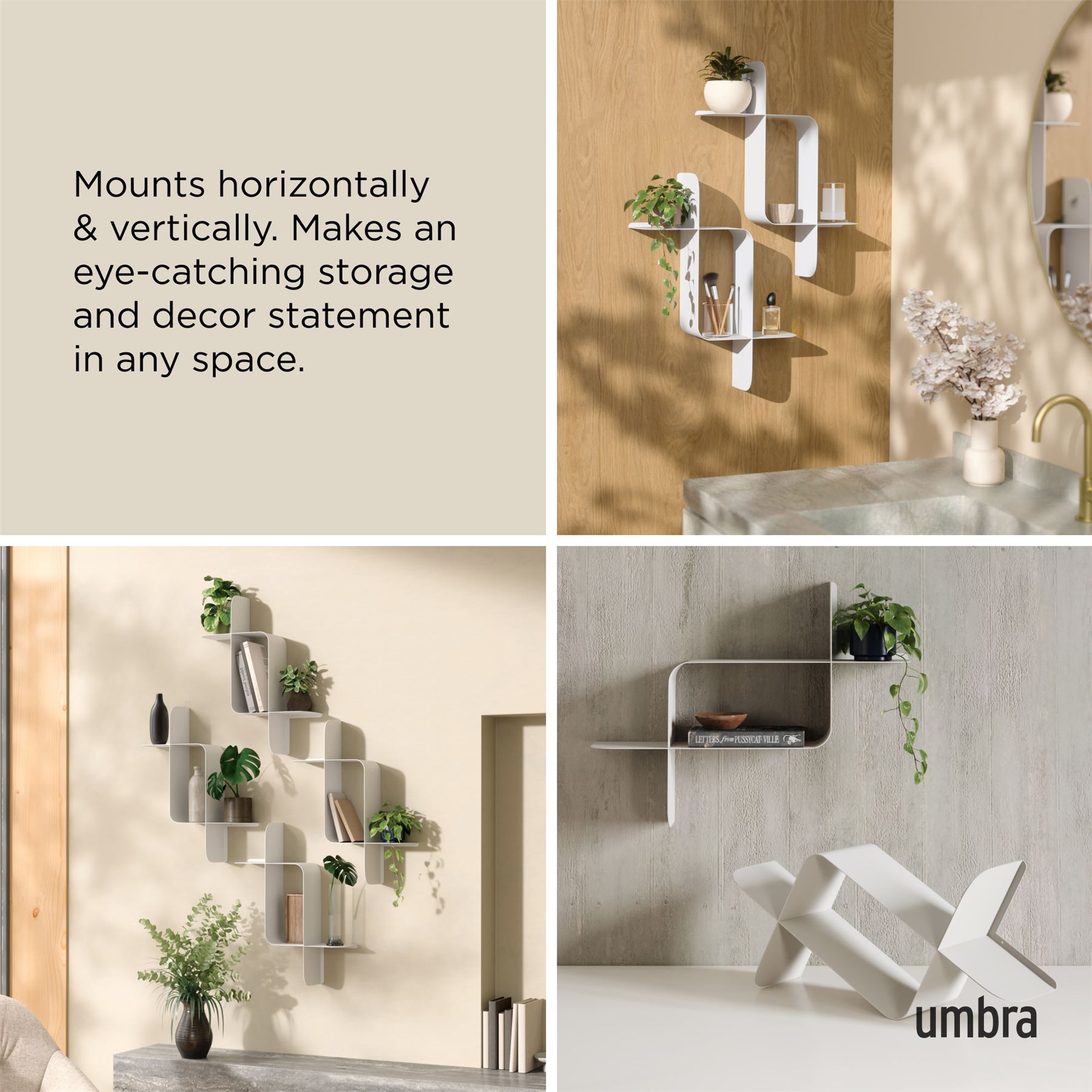 Umbra Montage Metal Shelf 2Pk Display Shelves Geometric Metal Shelves - Picture 15 of 21