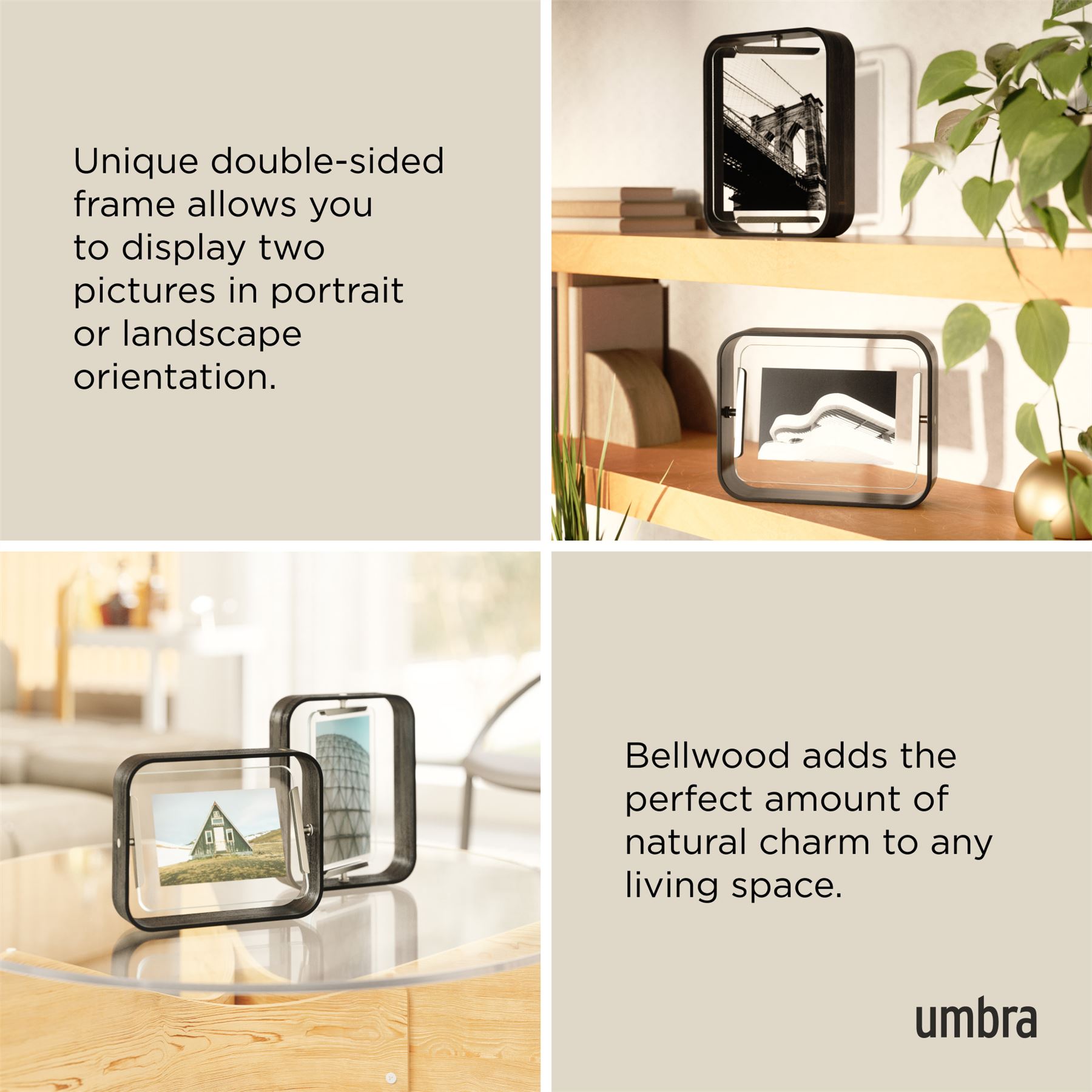 Umbra Bellwood Picture Frame Double Sided Curved Pivoting Picture Frame - Picture 12 of 61