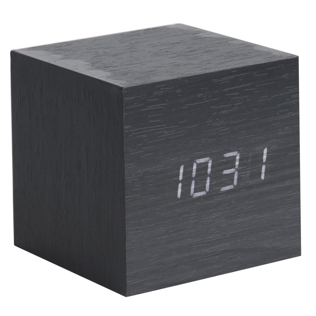 Karlsson Wood Block Alarm Clock Date and Temperature Minimalist Table