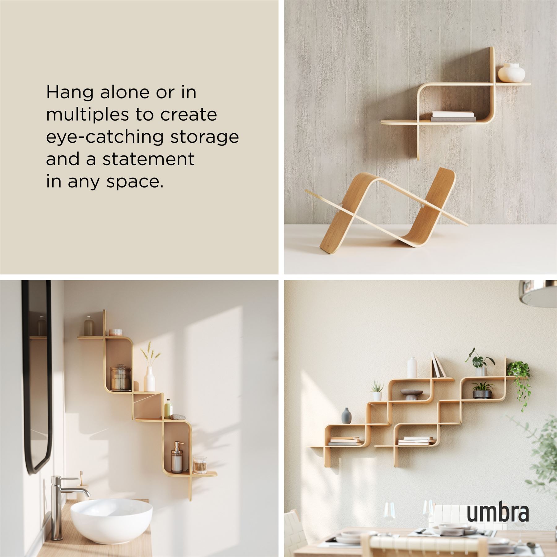 Floating Wall Shelf Umbra Montage Shelf Geometric Wooden Floating Shelf - Picture 34 of 45