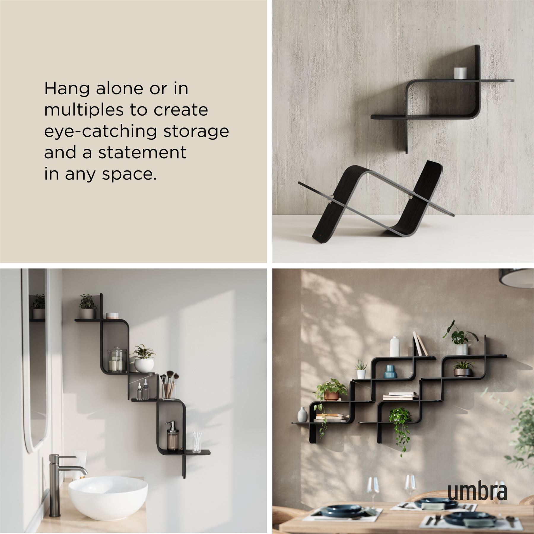 Floating Wall Shelf Umbra Montage Shelf Geometric Wooden Floating Shelf - Picture 5 of 45