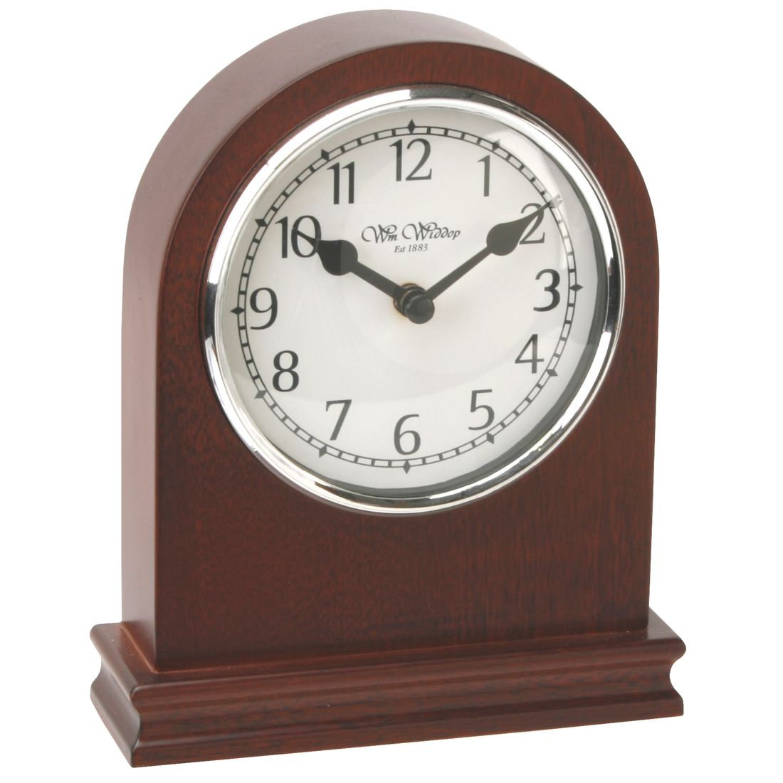 Wm.Widdop Arched Walnut Wood Mantel Clock with Arabic Dial