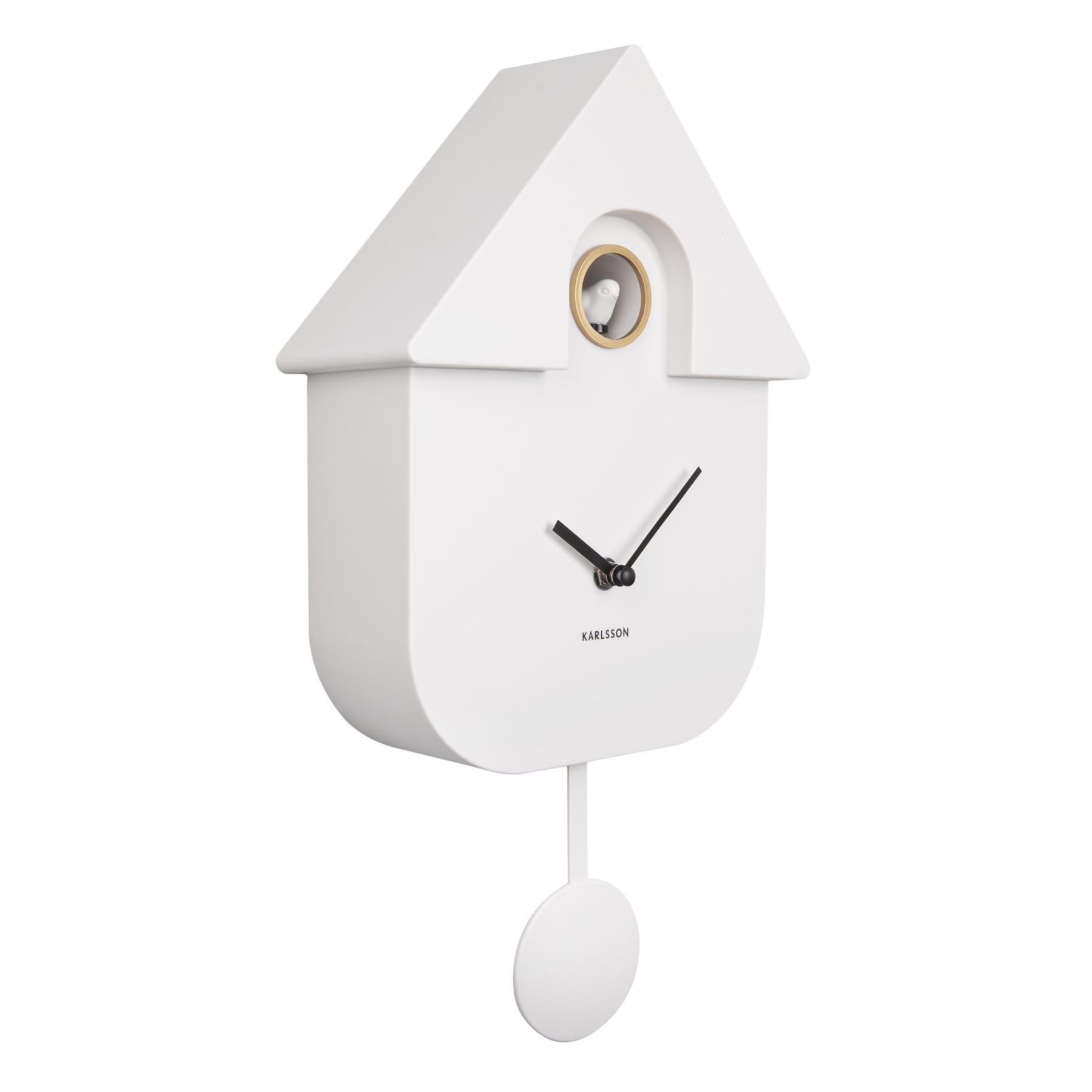Karlsson Modern Cuckoo Wall Clock Minimalist Bird Sound Working Cuckoo