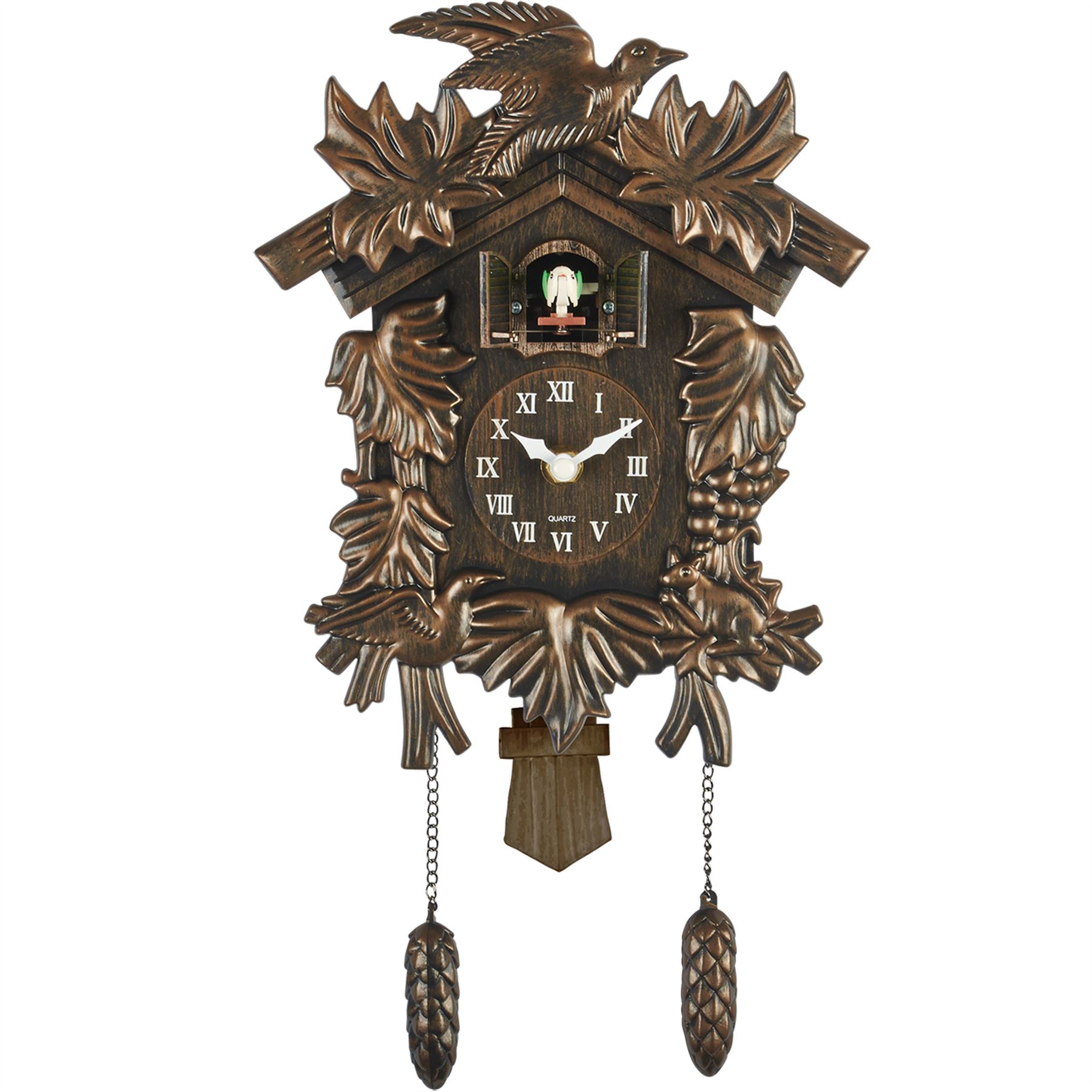 Acctim Hamburg Antique Bronze Cuckoo Wall Clock Hourly with Night Shut