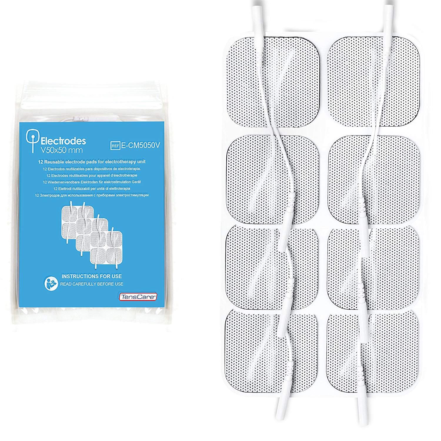 TensCare Value Pack Reusable TENS Electrode Pads 50mm x 50mm (x12