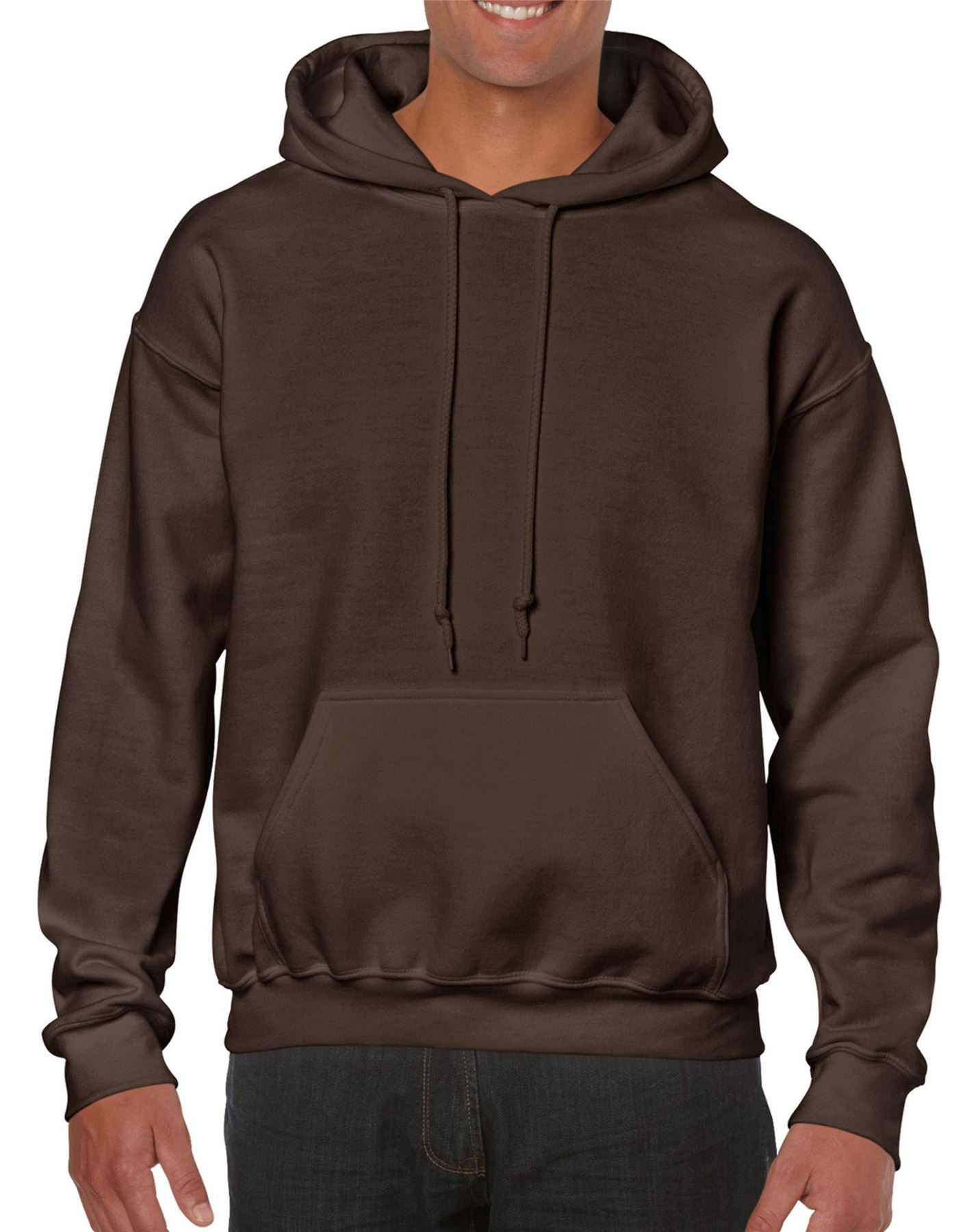 Mens Hooded Sweatshirt Plain Long Sleeves Pull Over Pockets Drawstring Jumper - Picture 15 of 34