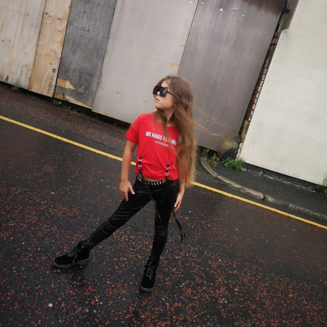 Girls Crop Top Leggings Side Laced Short Sleeves Loose Fit Casual Tee Top - Picture 7 of 8