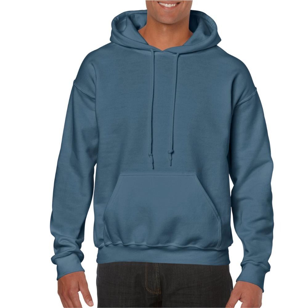 Mens Hooded Sweatshirt Plain Long Sleeves Pull Over Pockets Drawstring Jumper - Picture 8 of 34