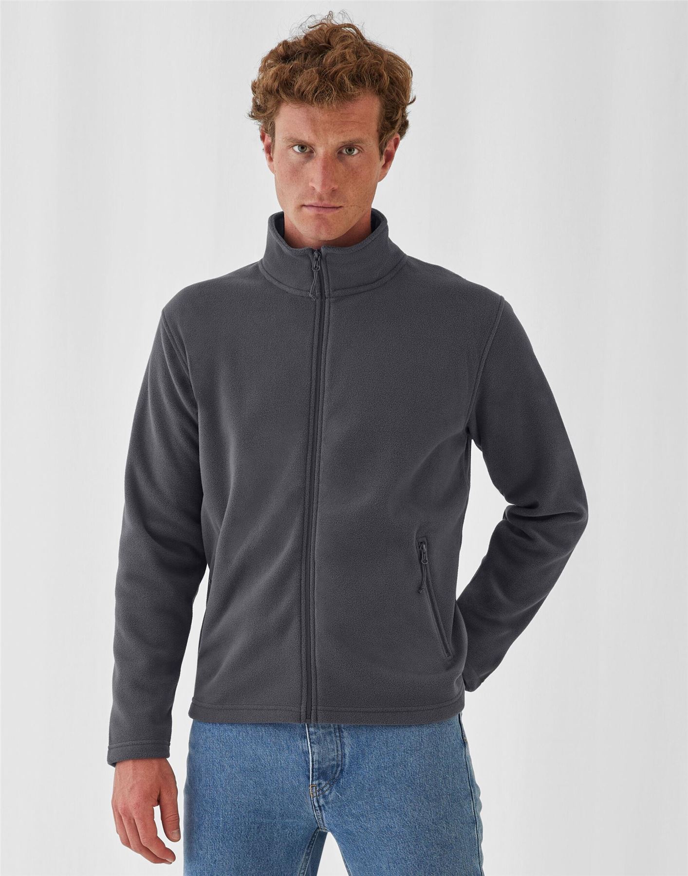 Mens Fleece Jacket Full Zip Casual Zipped Pocket Long Sleeves Open Hem Jacket - Picture 3 of 9