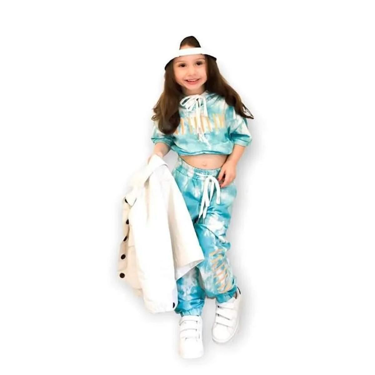 Kids Tracksuit Set Hooded Long Sleeves Top Front Pocket Drawstring Two Piece Set - Picture 7 of 8