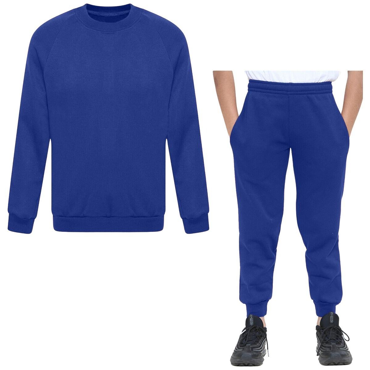 Boys Cotton Tracksuit Raglan Sleeves Lycra Rib Round Neck Sweatshirt Joggers - Picture 11 of 12