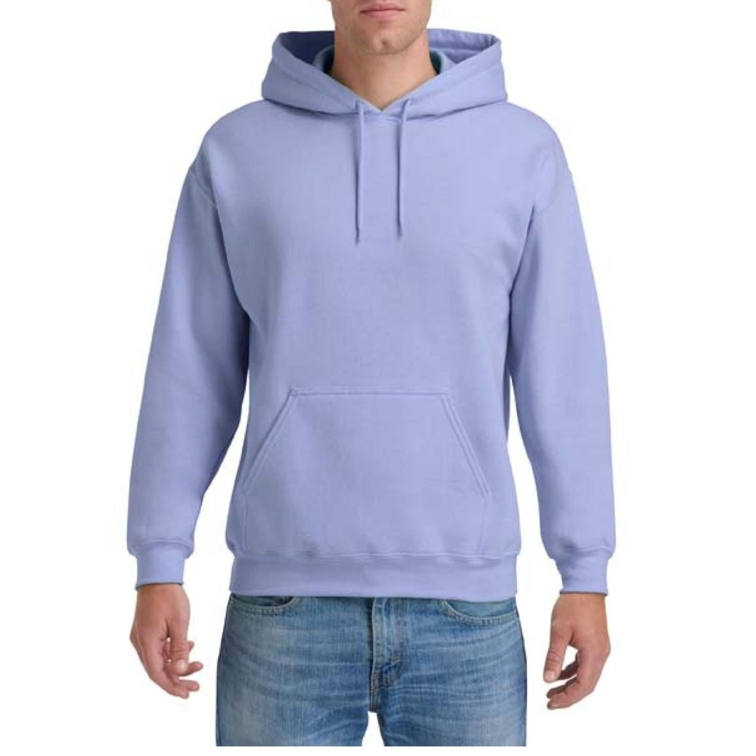 Mens Hooded Sweatshirt Plain Long Sleeves Pull Over Pockets Drawstring Jumper - Picture 10 of 34