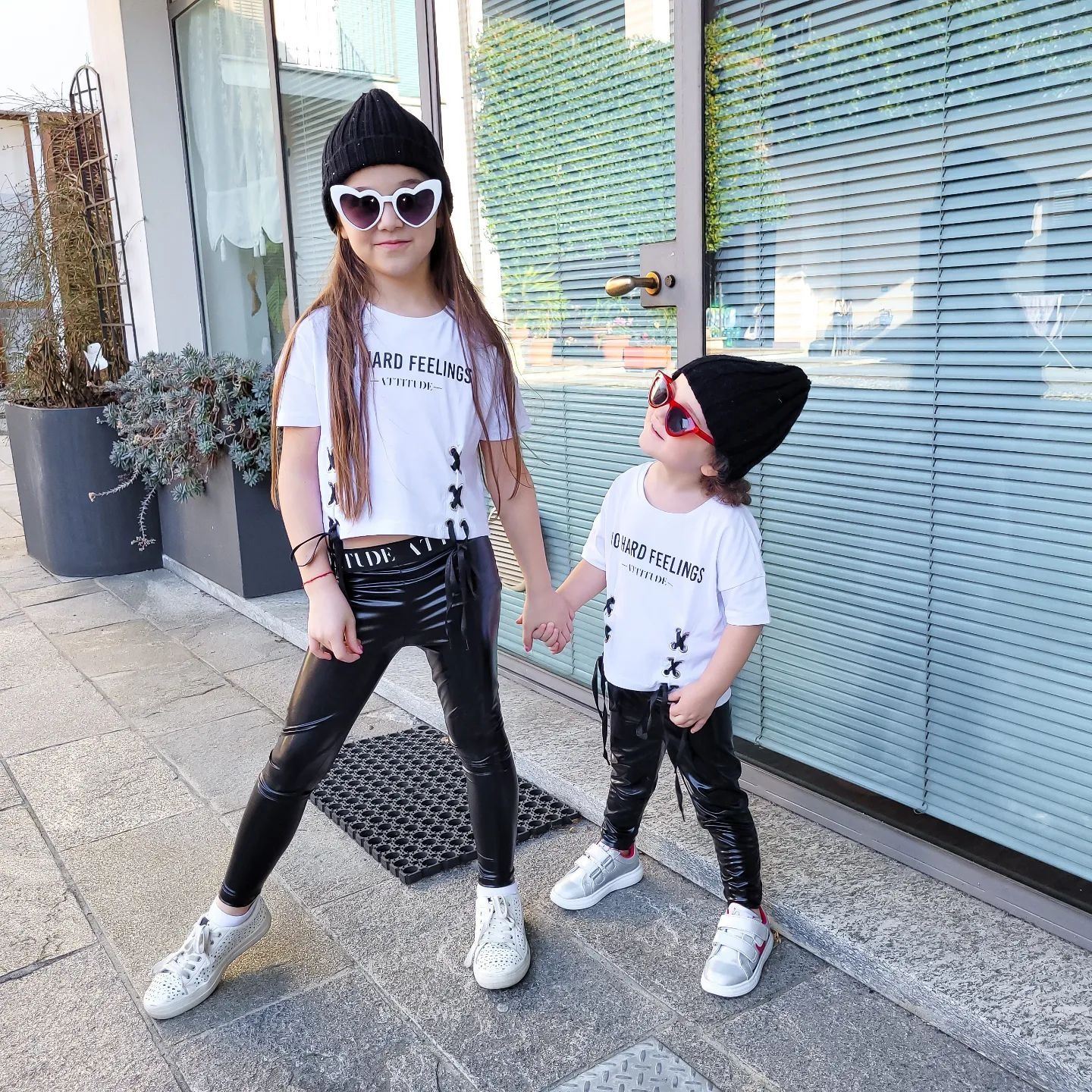 Girls Crop Top Leggings Side Laced Short Sleeves Loose Fit Casual Tee Top - Picture 3 of 8