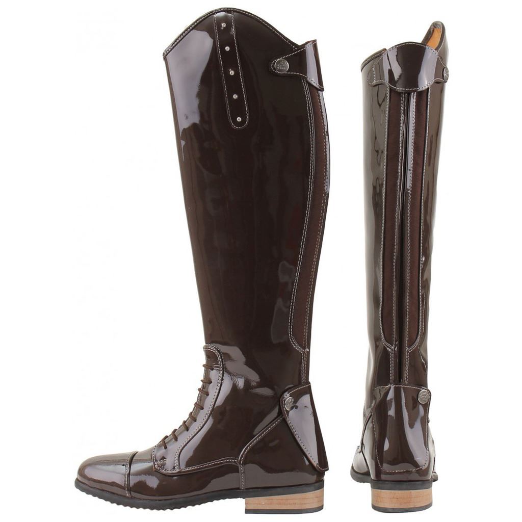 Ladies Long Horse Riding Boots Diamante Patent Dress Jumping Competition  Shoes