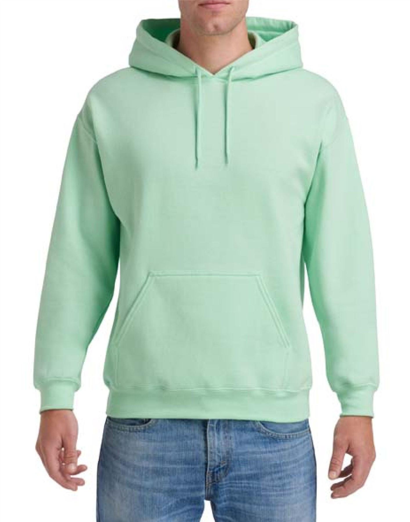 Mens Hooded Sweatshirt Plain Long Sleeves Pull Over Pockets Drawstring Jumper - Picture 31 of 34