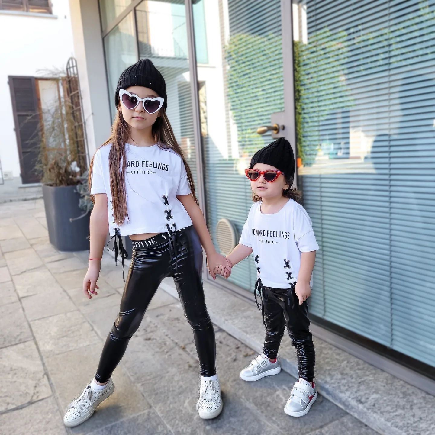 Girls Crop Top Leggings Side Laced Short Sleeves Loose Fit Casual Tee Top - Picture 4 of 8