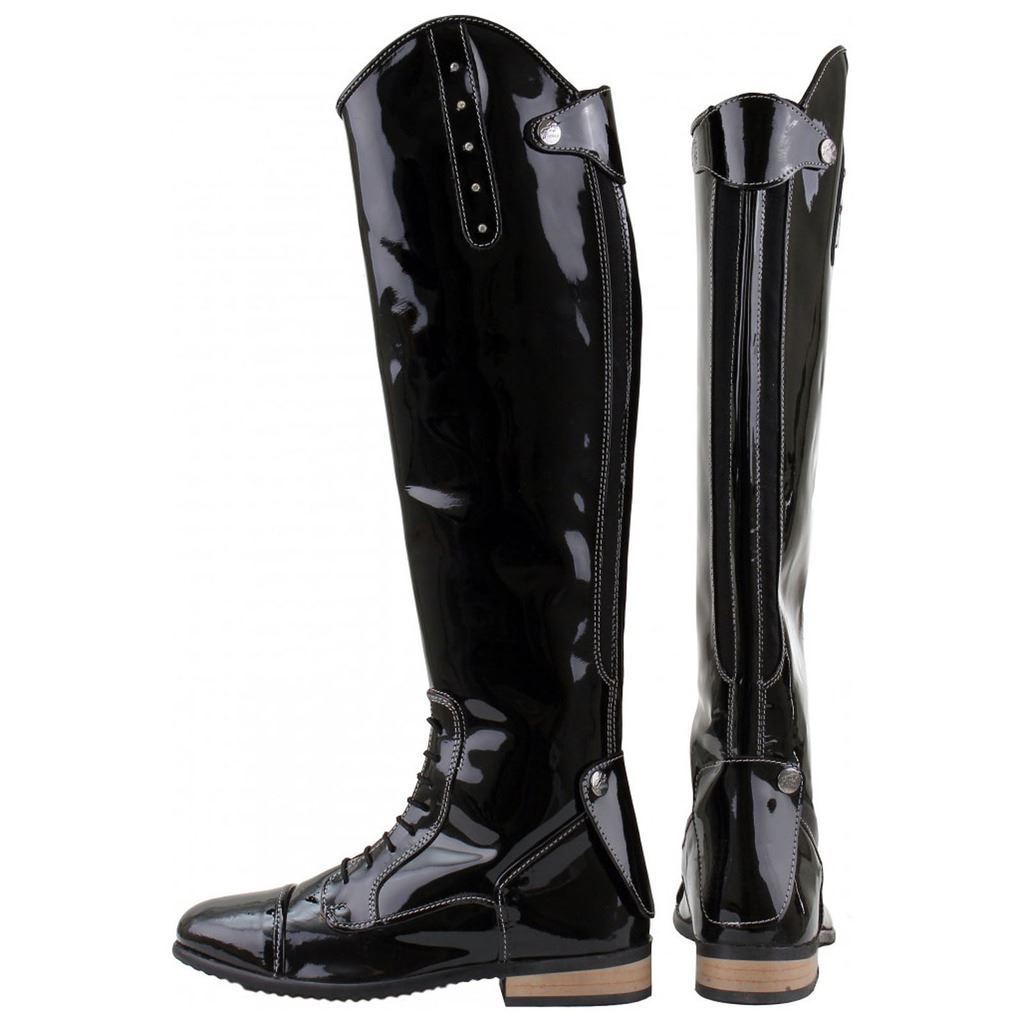 Ladies Long Horse Riding Boots Diamante Patent Dress Jumping Competition  Shoes