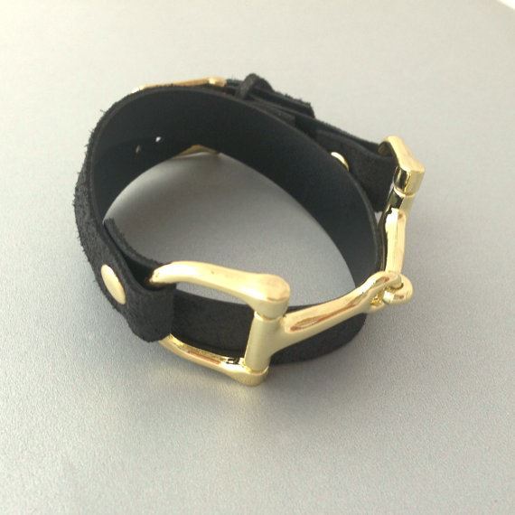 Handmade Leather Bit Bracelet Single Wrap Ideana Luxury Horse Riding Accessory - Picture 2 of 3