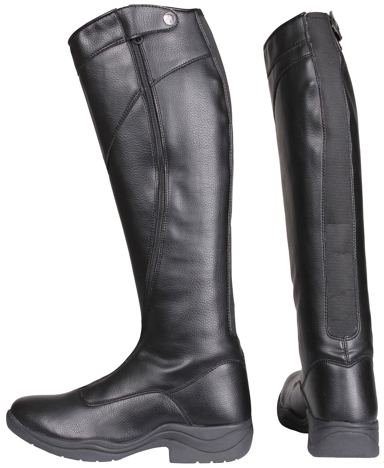 Junior Kids Long Riding Boots Elastic Zip Up Horse Tall Yard Outdoor