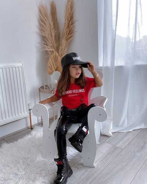 Girls Crop Top Leggings Side Laced Short Sleeves Loose Fit Casual Tee Top - Picture 6 of 8