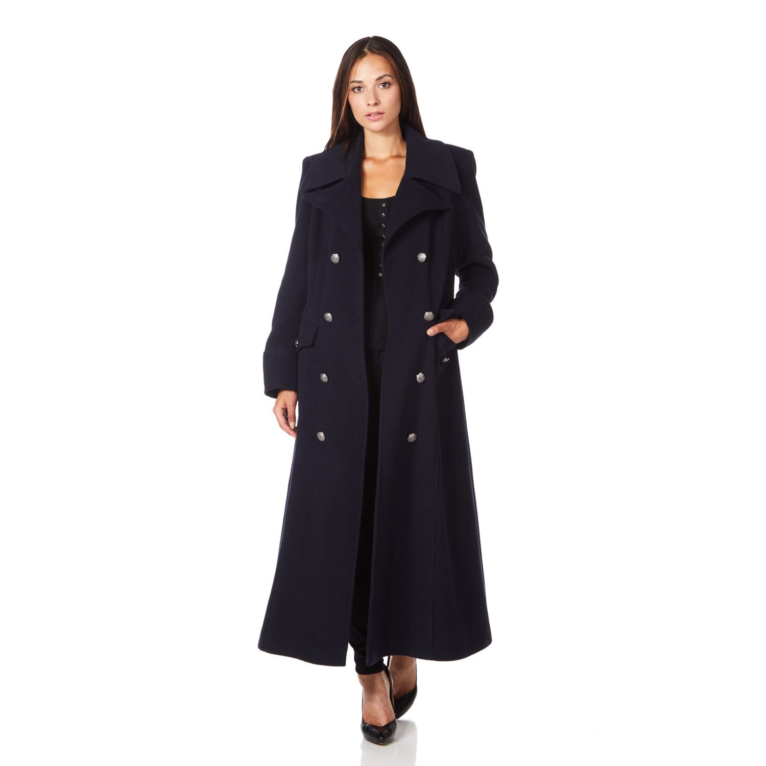 De La Creme Womens Long Military Wool Women`s Winter Wool Cashmere Military