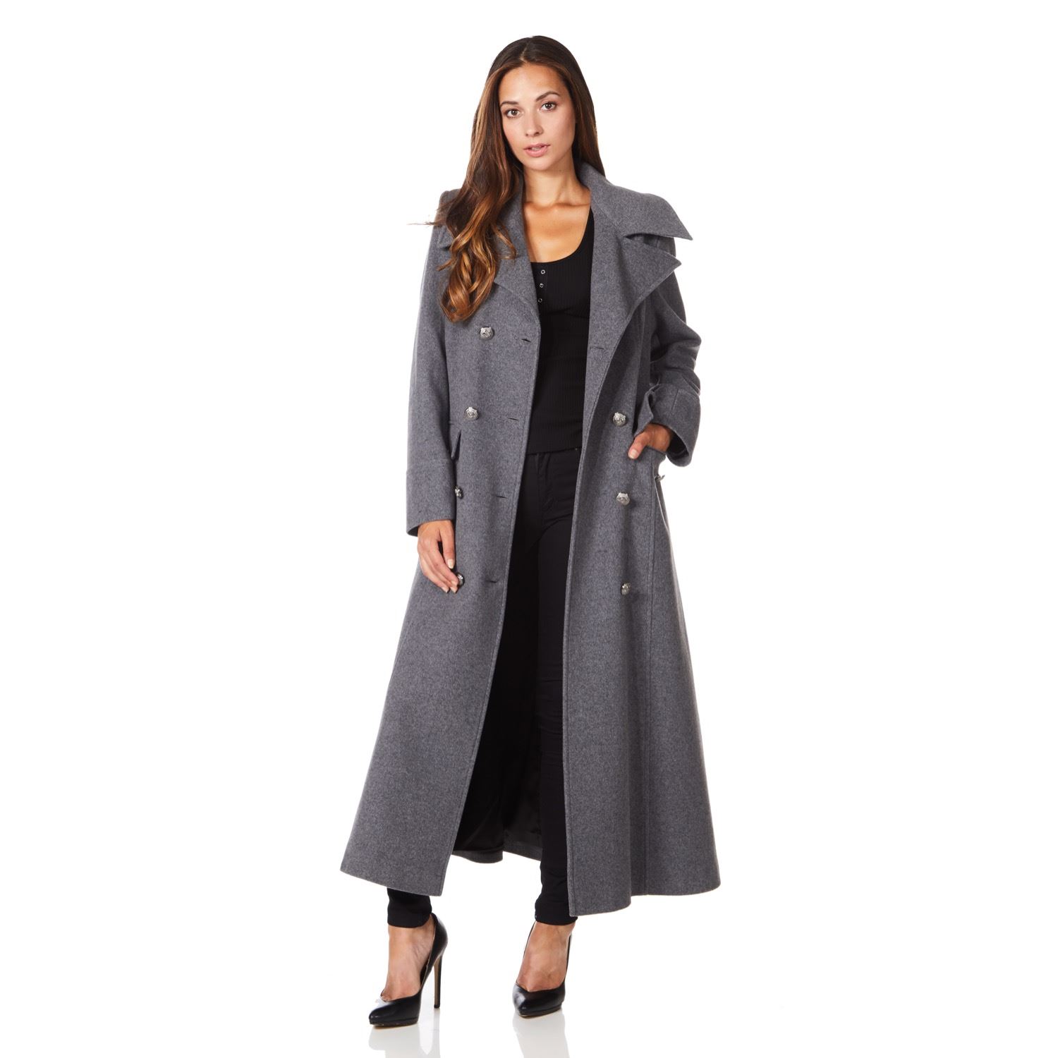 De La Creme Womens Long Military Wool Women`s Winter Wool Cashmere Military