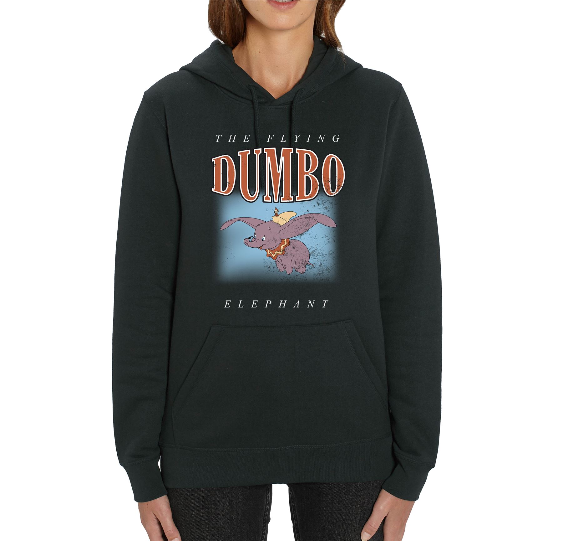 Dumbo The Flying Elephant Adults Unisex Black Hoodie