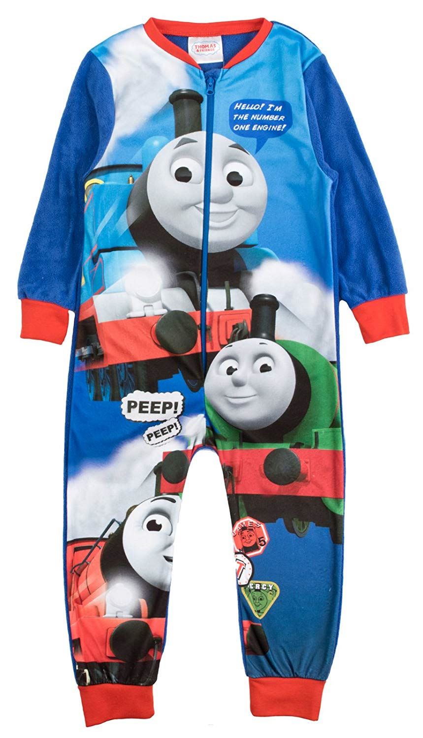 BOY TODDLER BLUE THOMAS THE TANK ENGINE FLEECE BODYSUIT ALL IN ONE PYJAMA 4-5 Y