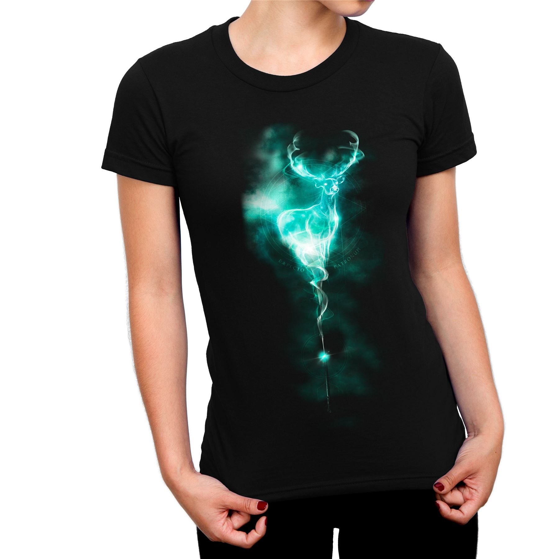 Harry Potter Stag Neon Children/'s Unisex Black T-Shirt