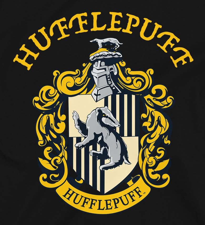 Harry Potter Hufflepuff Logo & Crest Men's Black T-Shirt | eBay