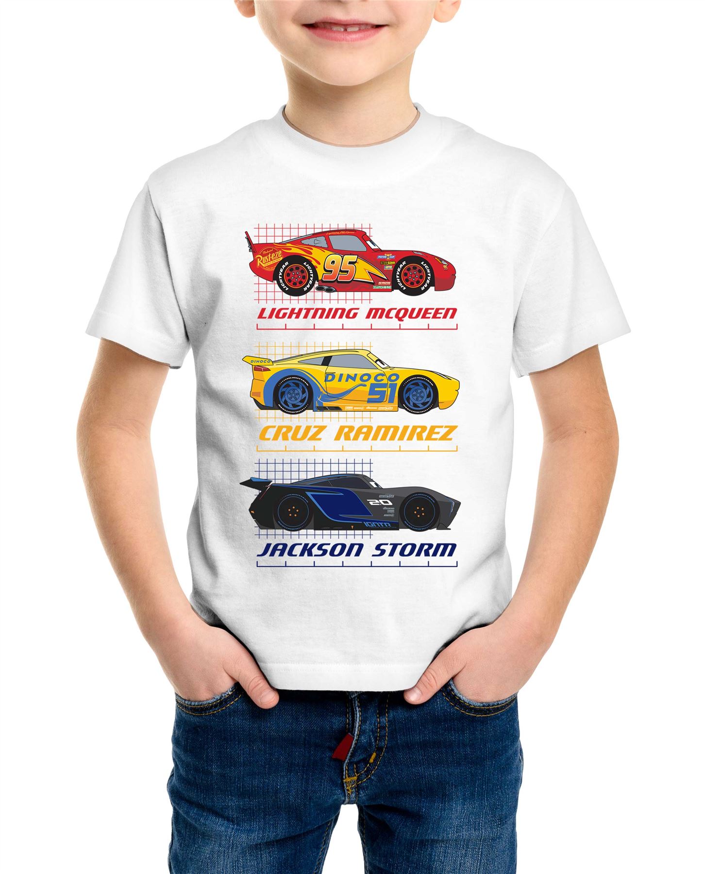 Disney Pixar Cars Top Three Racers Children/'s Unisex Black T-Shirt
