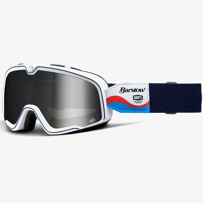 100% Barstow Goggles MX Moto Vintage Anti-Fog Clear Mirror Lens Storage Bag - Bild 12 von 15