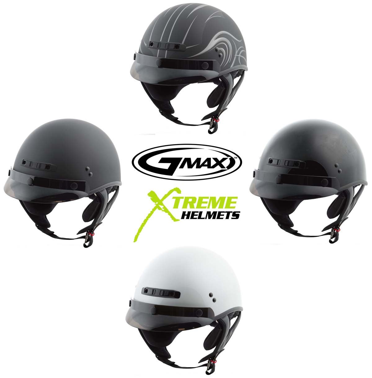 GMAX GM-35 Fully Dressed Half Helmet Pearl White