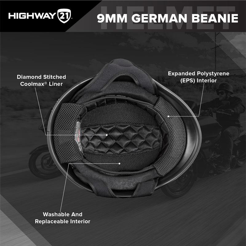 Medio casco alemán Highway 21 9 mm revestimiento extraíble ligero punto xs-5xl - Imagen 16 de 17