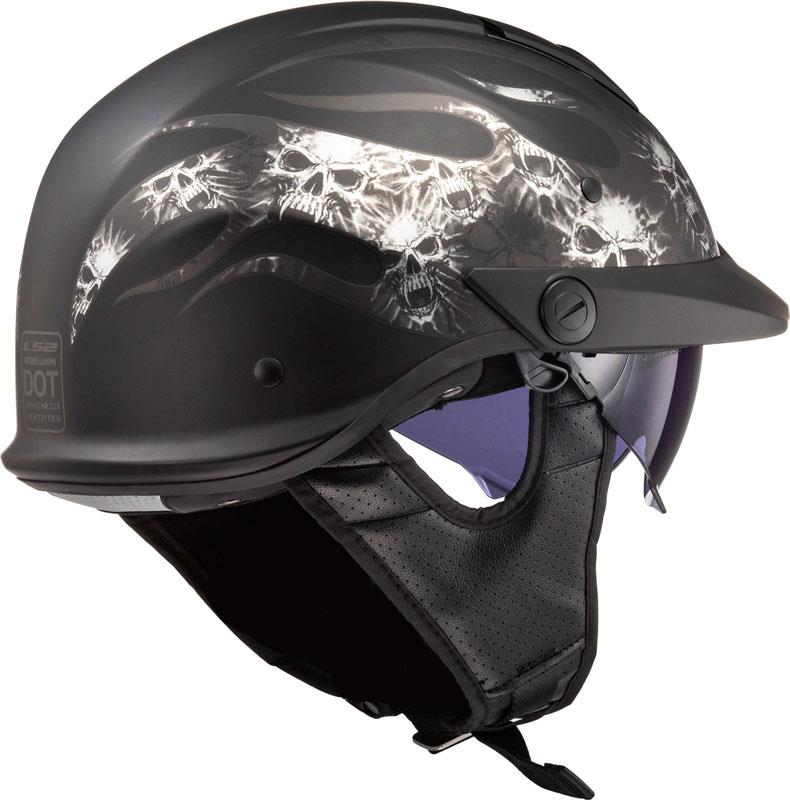LS2 Rebellion Half Helmet Peak Visor Drop Down Shield Bluetooth Ready DOT XS-2XL - Picture 13 of 28