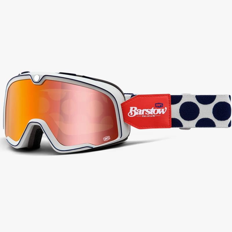 100% Barstow Goggles MX Moto Vintage Anti-Fog Clear Mirror Lens Storage Bag - Bild 10 von 15