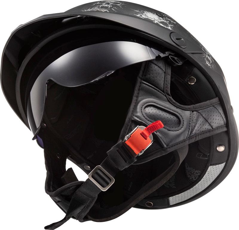 LS2 Rebellion Half Helmet Peak Visor Drop Down Shield Bluetooth Ready DOT XS-2XL - Picture 12 of 28