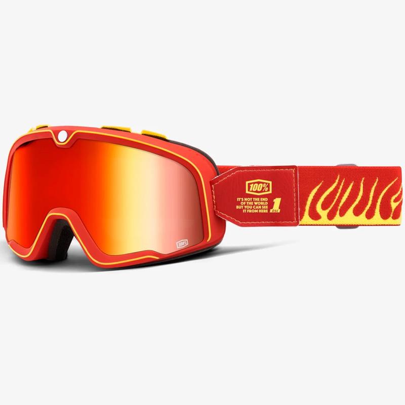 100% Barstow Goggles MX Moto Vintage Anti-Fog Clear Mirror Lens Storage Bag - Bild 9 von 15