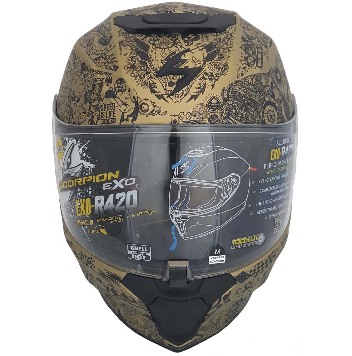Scorpion EXO-R420 Helmet Lightweight Removable Liner DOT SNELL M2015 XS-4XL - Picture 86 of 101